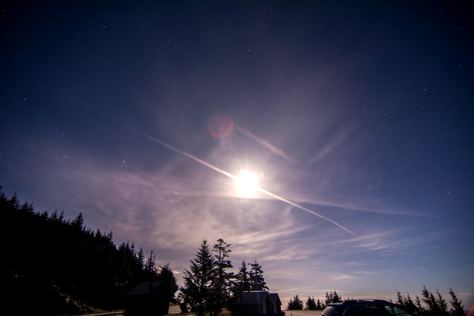 Moon shining like the sun at Clingmans Dome, March 2018--Thom McManus