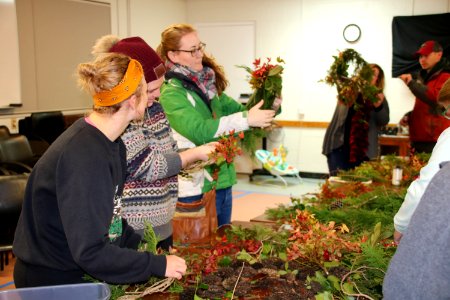 Visitors create wreaths at the 2018 Festival of Christmas Past, December 8, 2018--Warren Bielenberg