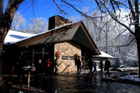 Sugarlands Visitor Center on the morning of the Festival of Christmas Past, December 2017--Warren Bielenberg