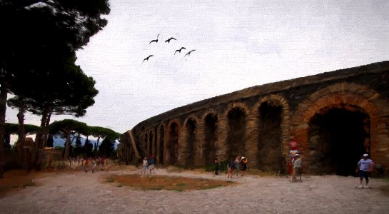 Outside the Amphitheatre, Pompeii.
