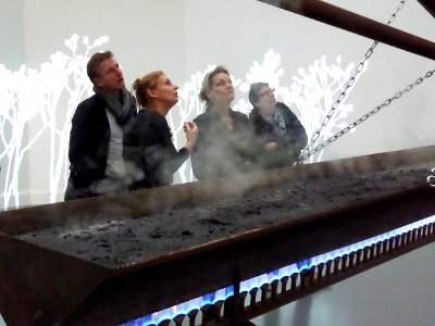 Looking at a burning artwork
