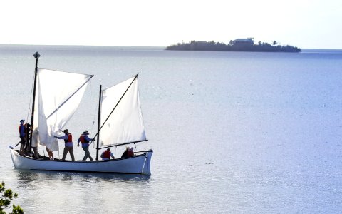 Sailboat with 9 sailors photo