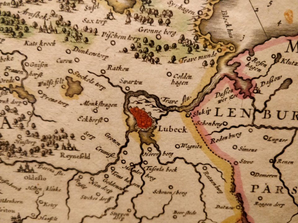 Map of Luebeck by Mercator