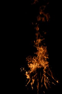 In the evening darkness wood fire