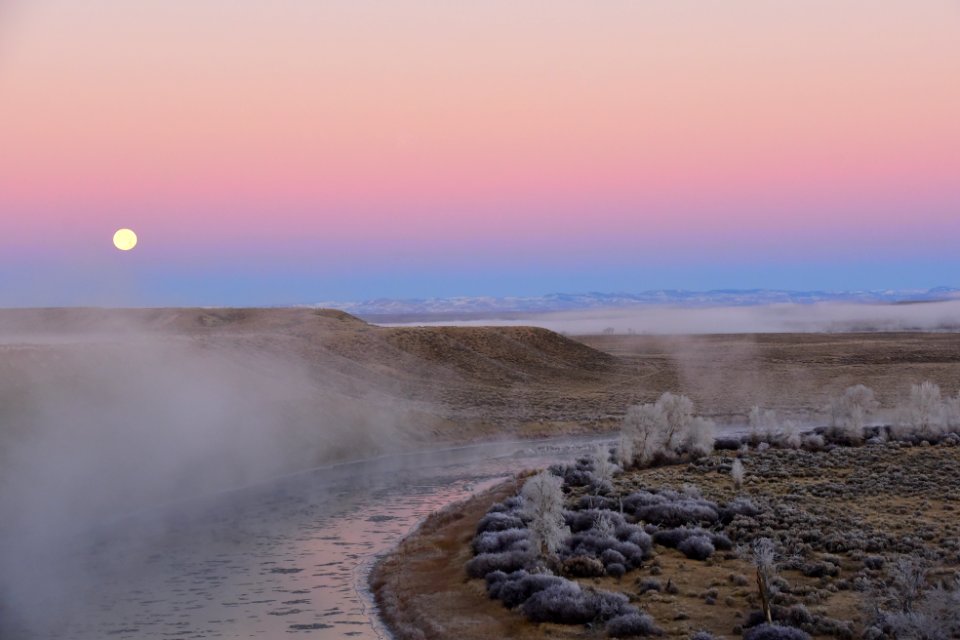 Beaver moon settting over Seedskadee National Wildlife Refuge