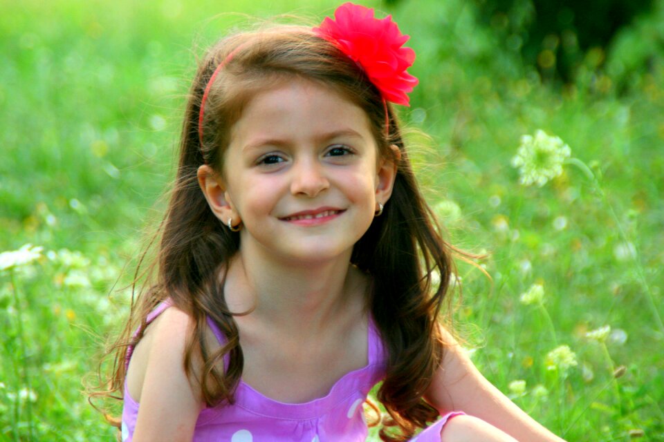 Red bow beauty smile