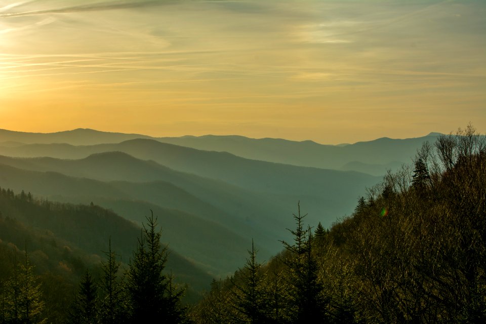 Oconaluftee Valley Overlook sunrise, April 2018--Thom McManus