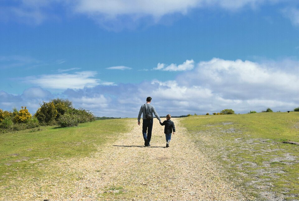 Sunny footpath sky and clouds