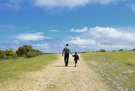 Sunny footpath sky and clouds