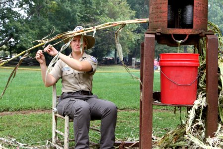 VIP Erica Black conducts a sorghum demonstration, September 2015--Warren Bielenberg