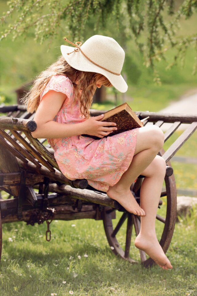 Girl hat book