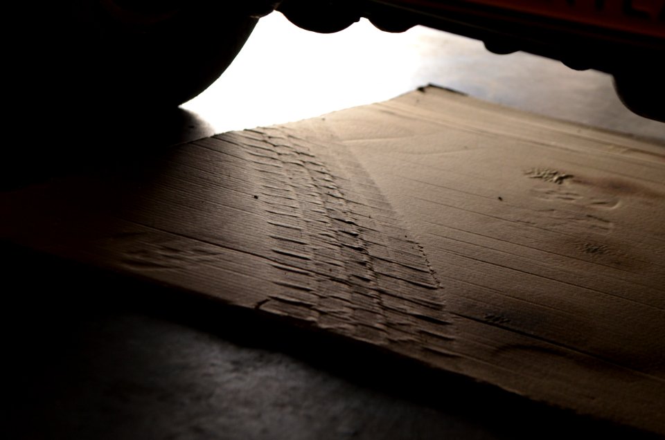 Tire Tread on Cardboard