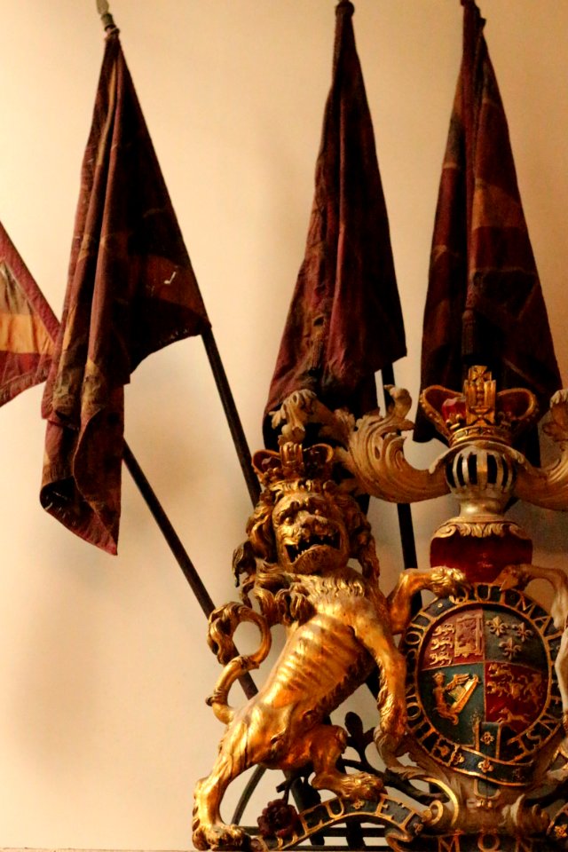 Lion amongst the military regalia at St. Sepulchre-without-Newgate