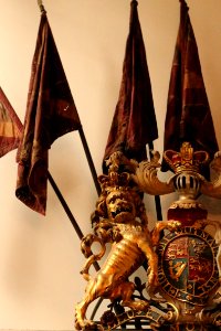 Lion amongst the military regalia at St. Sepulchre-without-Newgate