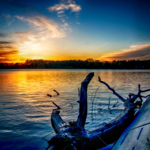 Sonnenuntergang an der Donau