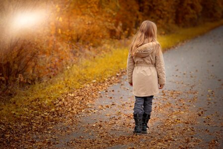 Girl away autumn