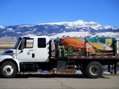 Fish stocking truck at Jackson National Fish Hatchery in Wyoming