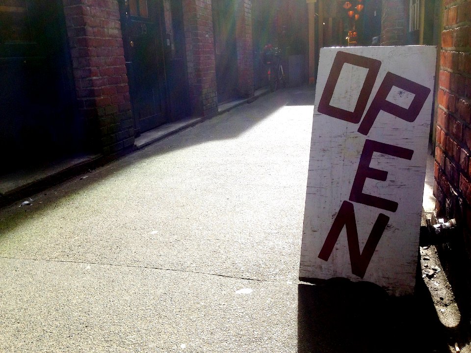 Open as in Signs in Alleys