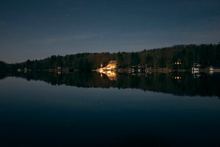 Houses water reflection