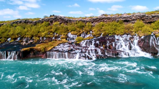 Hraunfossar waterfalls (Lava Falls) photo