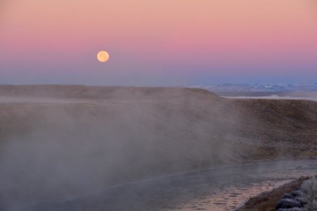 Beaver moon settting over Seedskadee National Wildlife Refuge