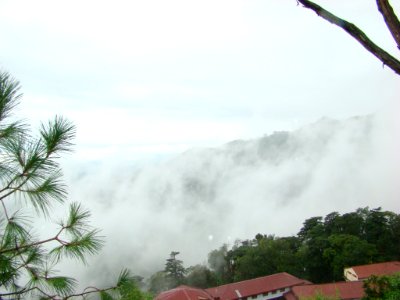 Clouds covering the hills