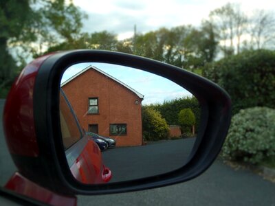 Car rearview mirror reflection photo