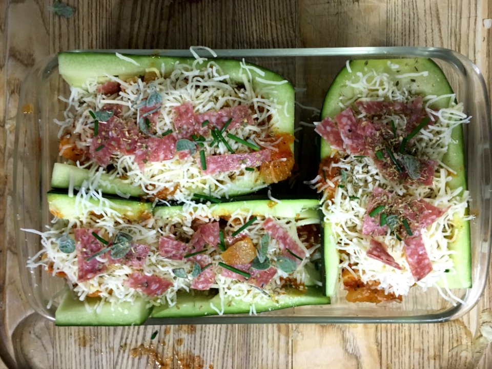 Prepping the Zucchini Pizza Boats