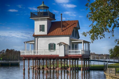 Old lighthouse edenton water photo