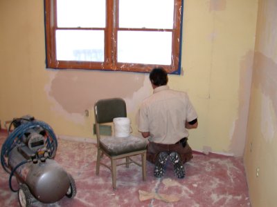 Drywall repair at hatchery quarters