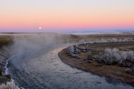 Beaver moon settting over Seedskadee National Wildlife Refuge