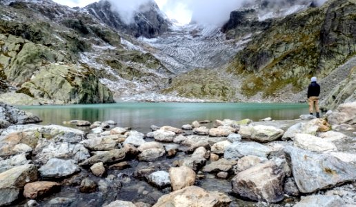Lac blanc with view of Aiguille du Belvédère and Aiguille de la Tête Plate