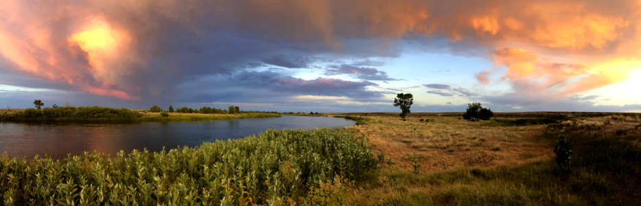 Scenic summer time sunset over Seedksadee National Wildlife Refuge photo