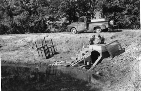Draining hatchery ponds at Valley CIty NFH