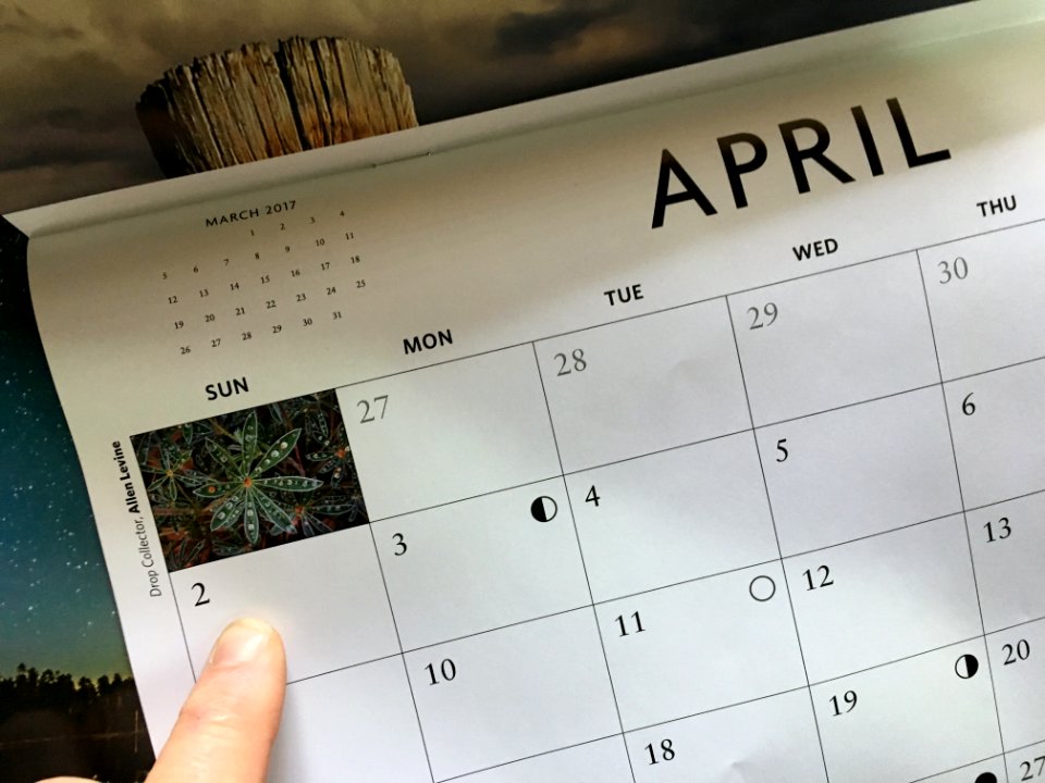 My Photo Made the April Calendar