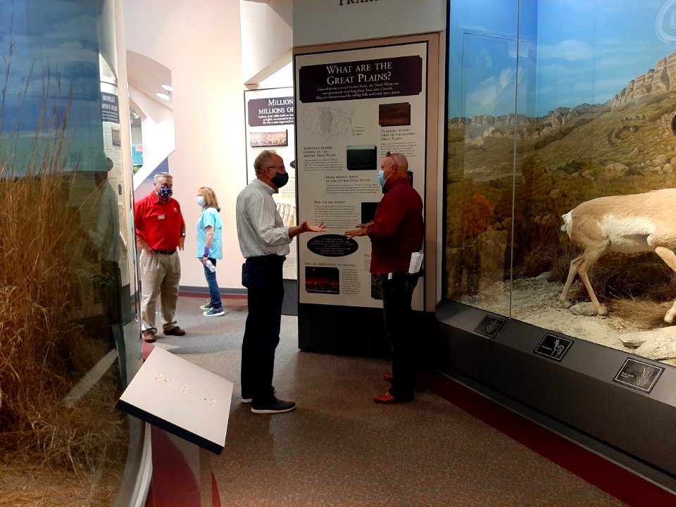 Senator Moran talking to a constituent at the Great Plains Nature Center