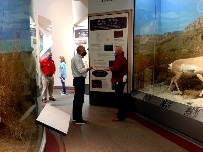 Senator Moran talking to a constituent at the Great Plains Nature Center