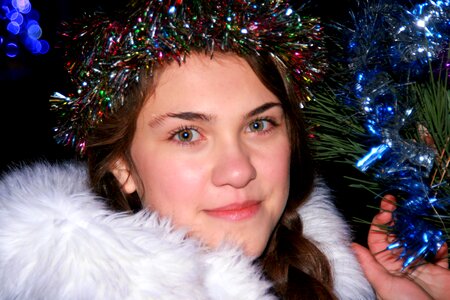 Christmas tree tinsel happiness photo