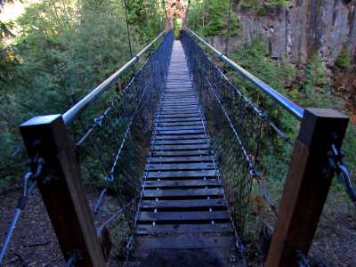 Lava Canyon Suspension Bridge at Mt. St. Helens NM in WA photo