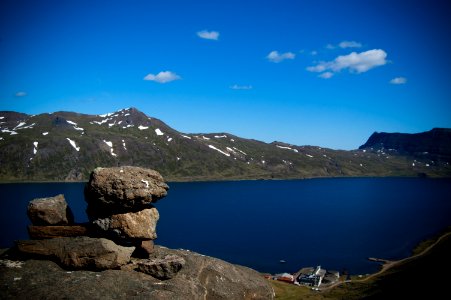 View down from half way up Háafell on to Djúpavík.