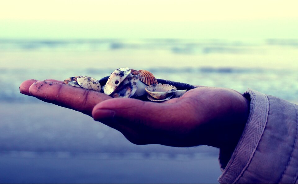 Beach products in hands symbolic hands iconic hands