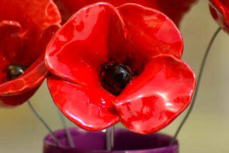 Poppies ceramic flower pot photo