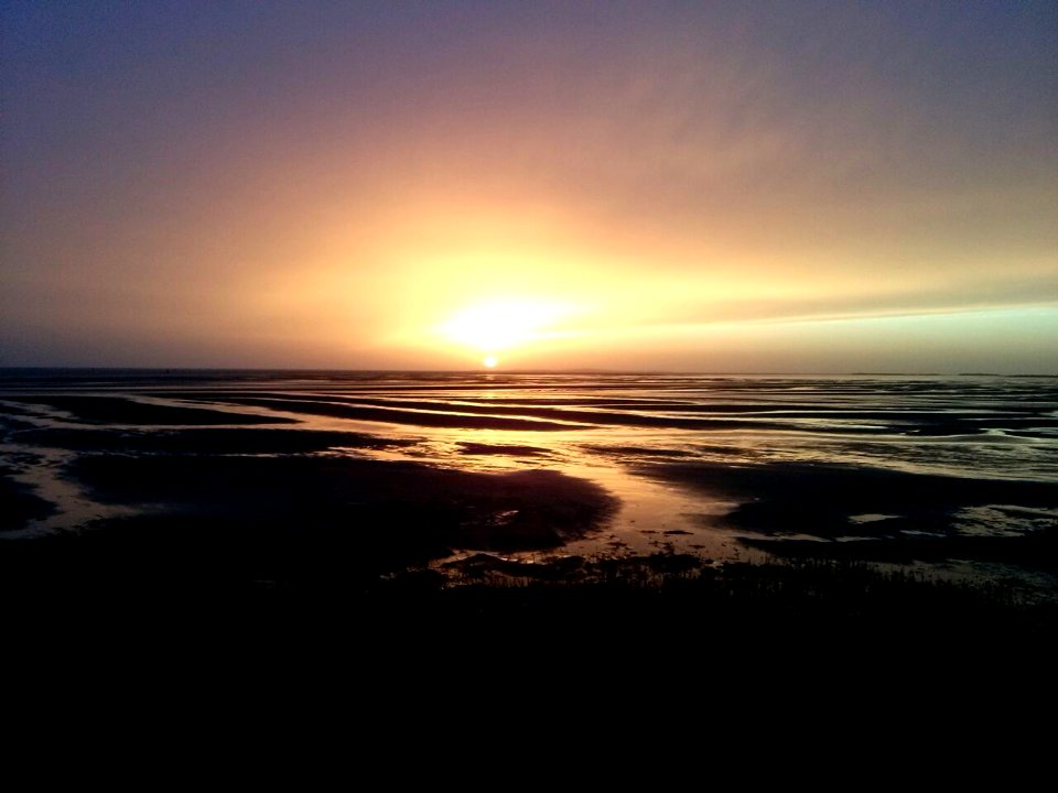 Sunset in the sea in Terschelling - Holland