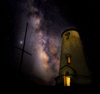 Galactic core over Piedras Blancas Light Station photo