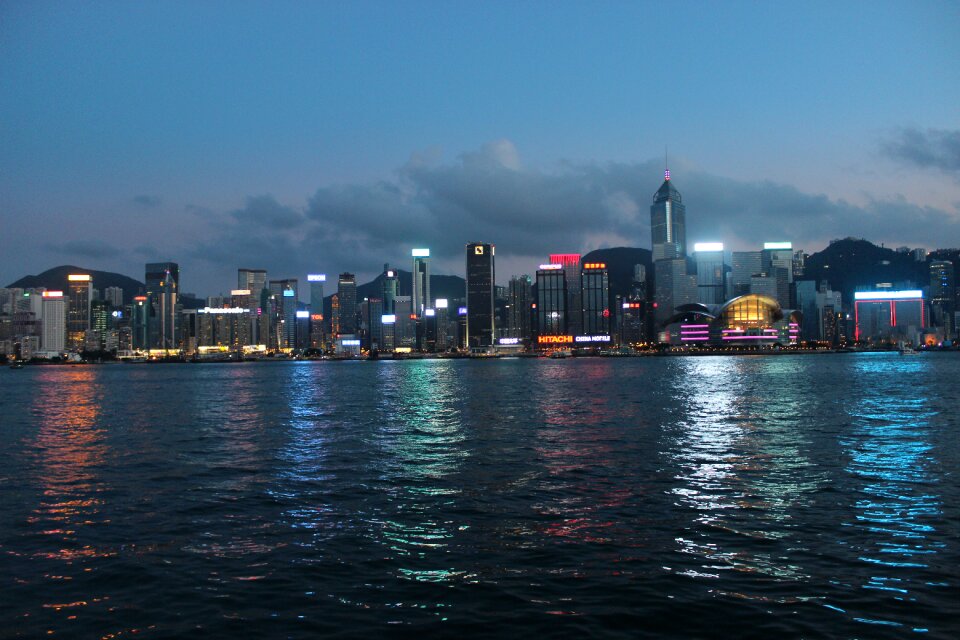 Hong kong victoria beach night view