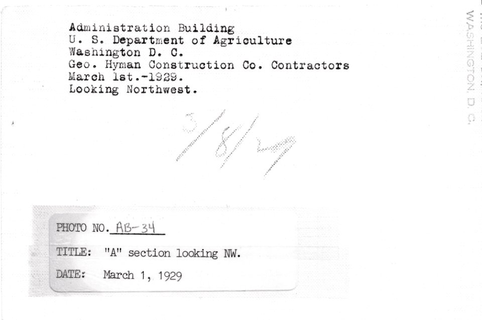 1929 (Mar 1) A Section Admin Bldg Looking NW USDA Construction Photo Collection (2)
