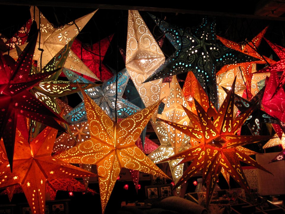 Christmas market shining lighting