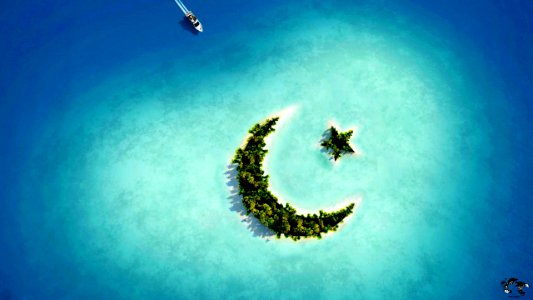 crescent moon star island-HD