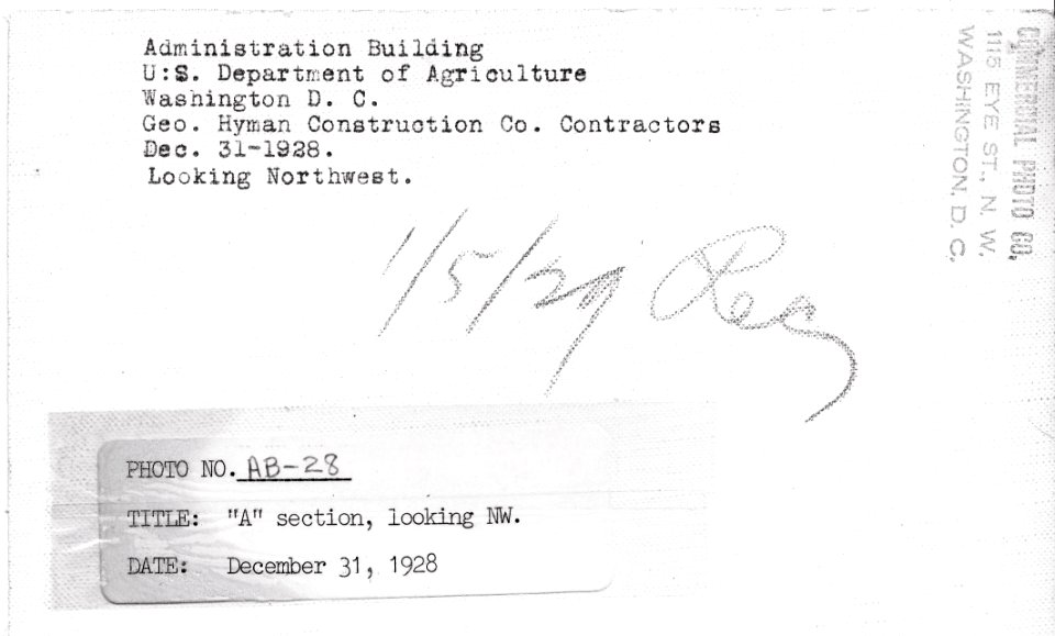 1928 (Dec 31) A Section Admin Bldg looking NW USDA Construction Photo Collection (2)