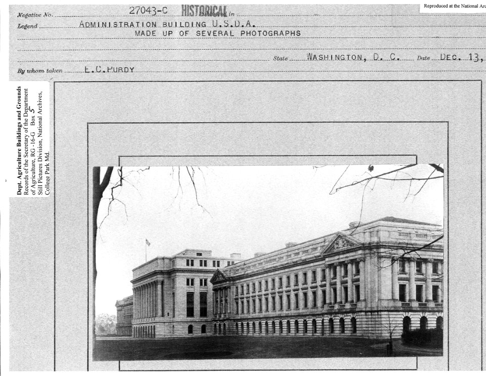 1929 (Dec 13) Admin Bldg and Wings from NW NARA RG 16 Box 5